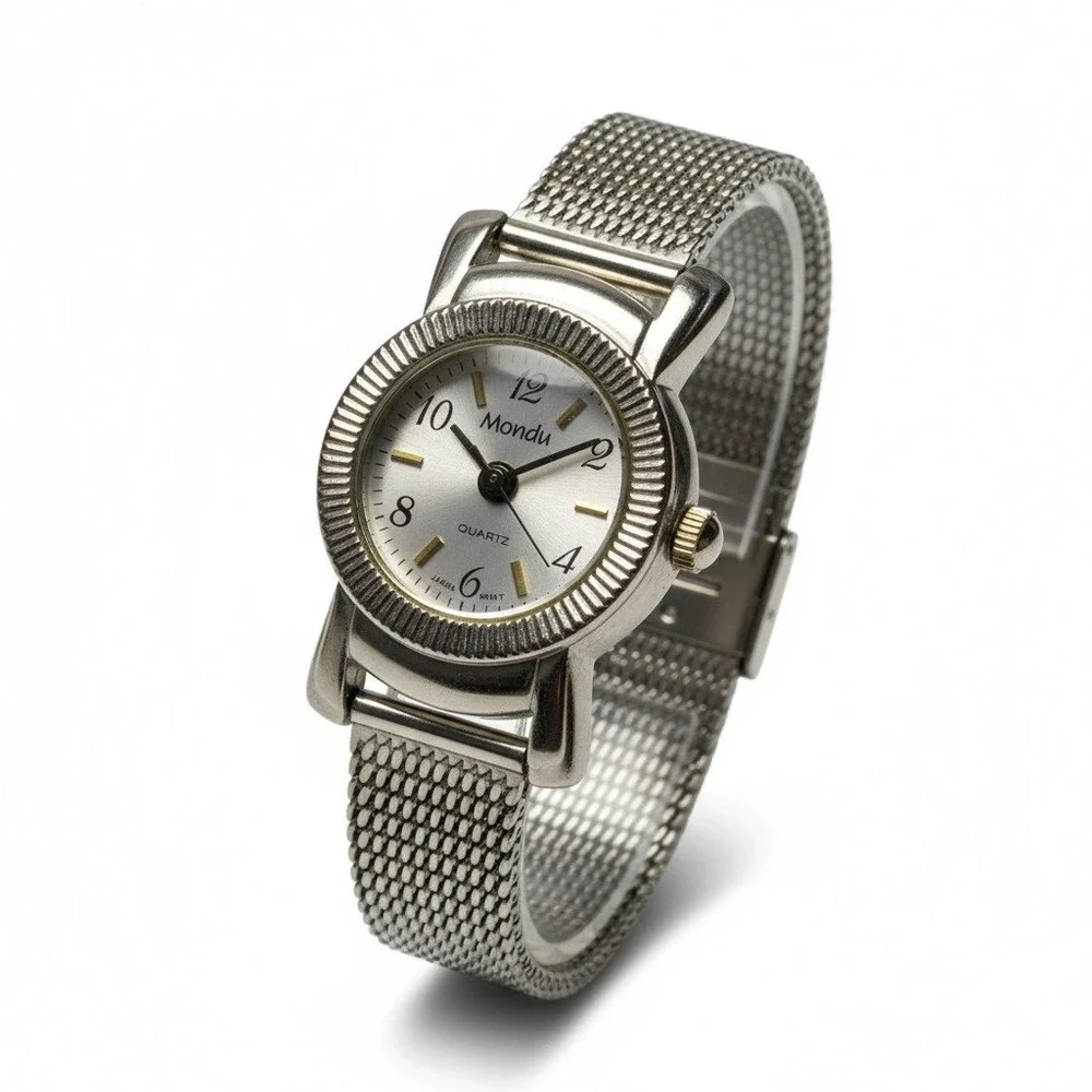 Mondu Japan Movt‎ Ladies Silver Tone Mesh Band Analog Quartz Watch